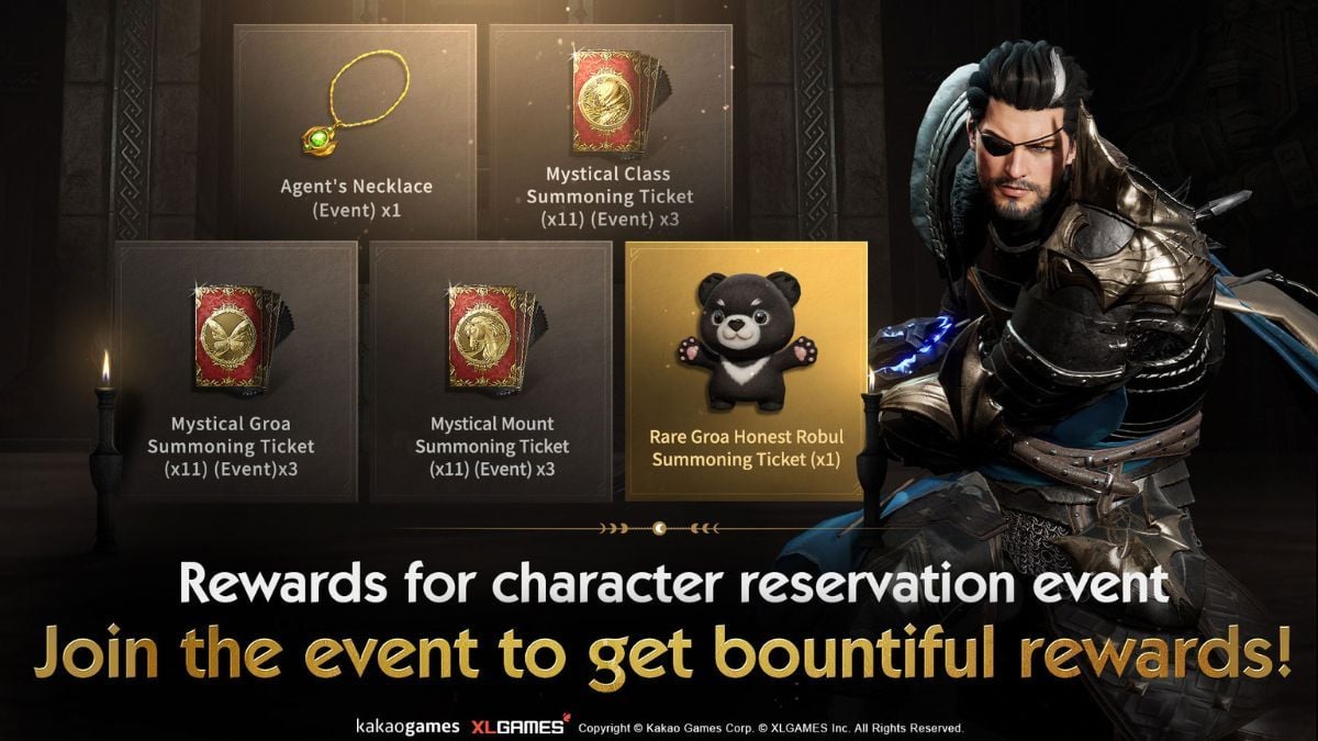 Reward selama event reservasi karakter dalam game ArcheAge War.