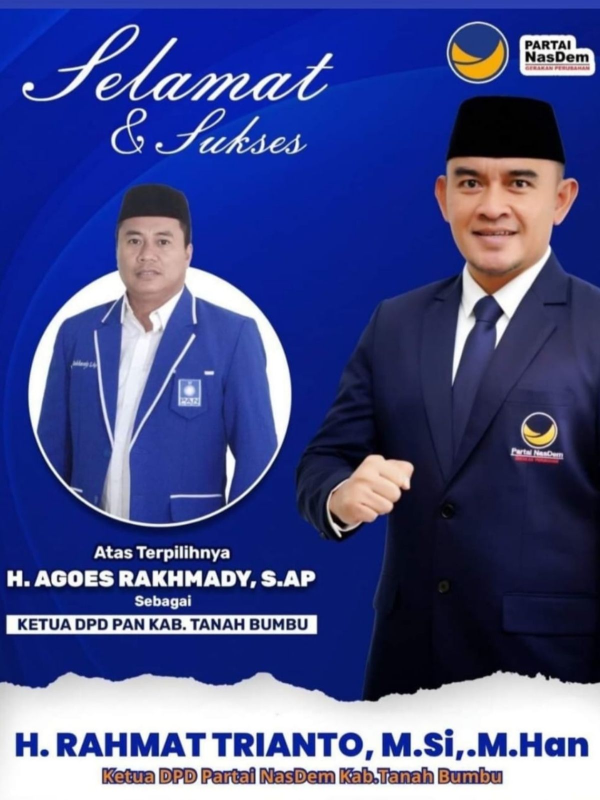 Tokoh Politik Di Tanbu Ucapkan Selamat Dan Sukses Pada H Agoes Rakhmady ...