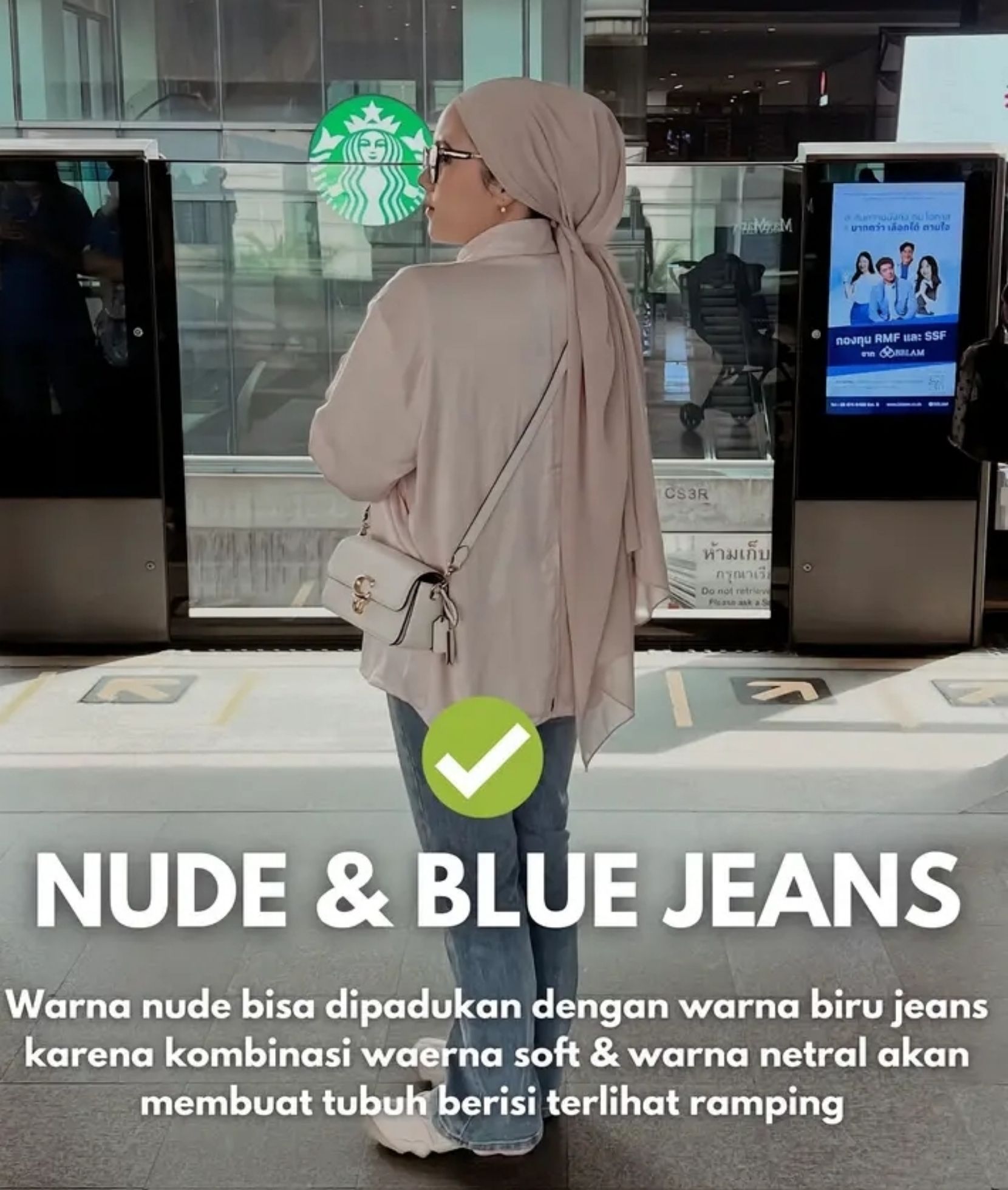 Nude dan Blue Jeans disarankan untuk dipakai pemilik badan berisi/