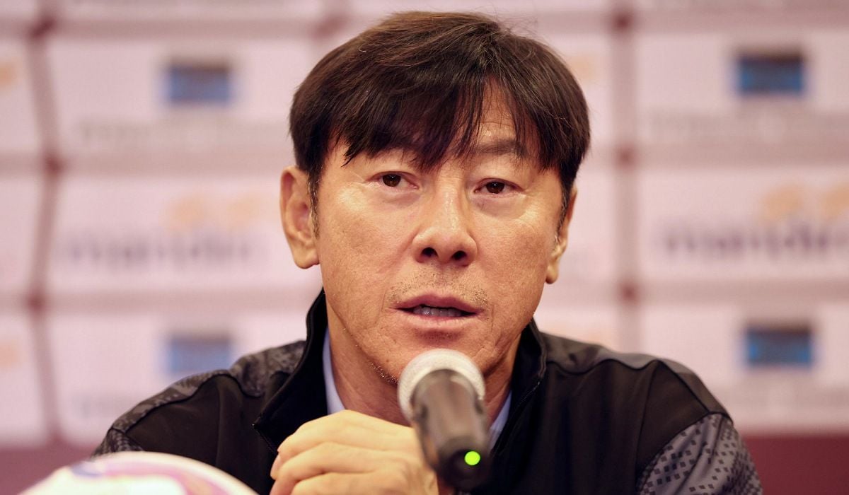 Pelatih Timnas Indonesia Shin Tae-yong dalam konferensi pers 