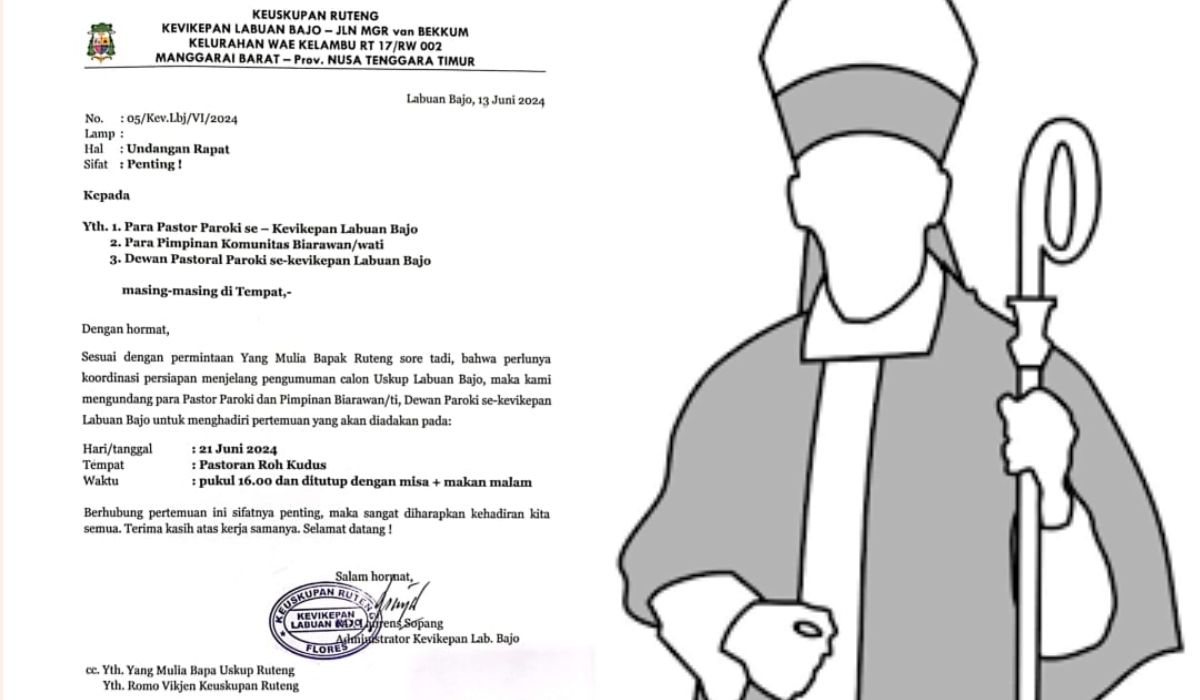 Surat undangan rapat terkait rencana pengumuman calon Uskup Labuan Bajo (foto kiri).//