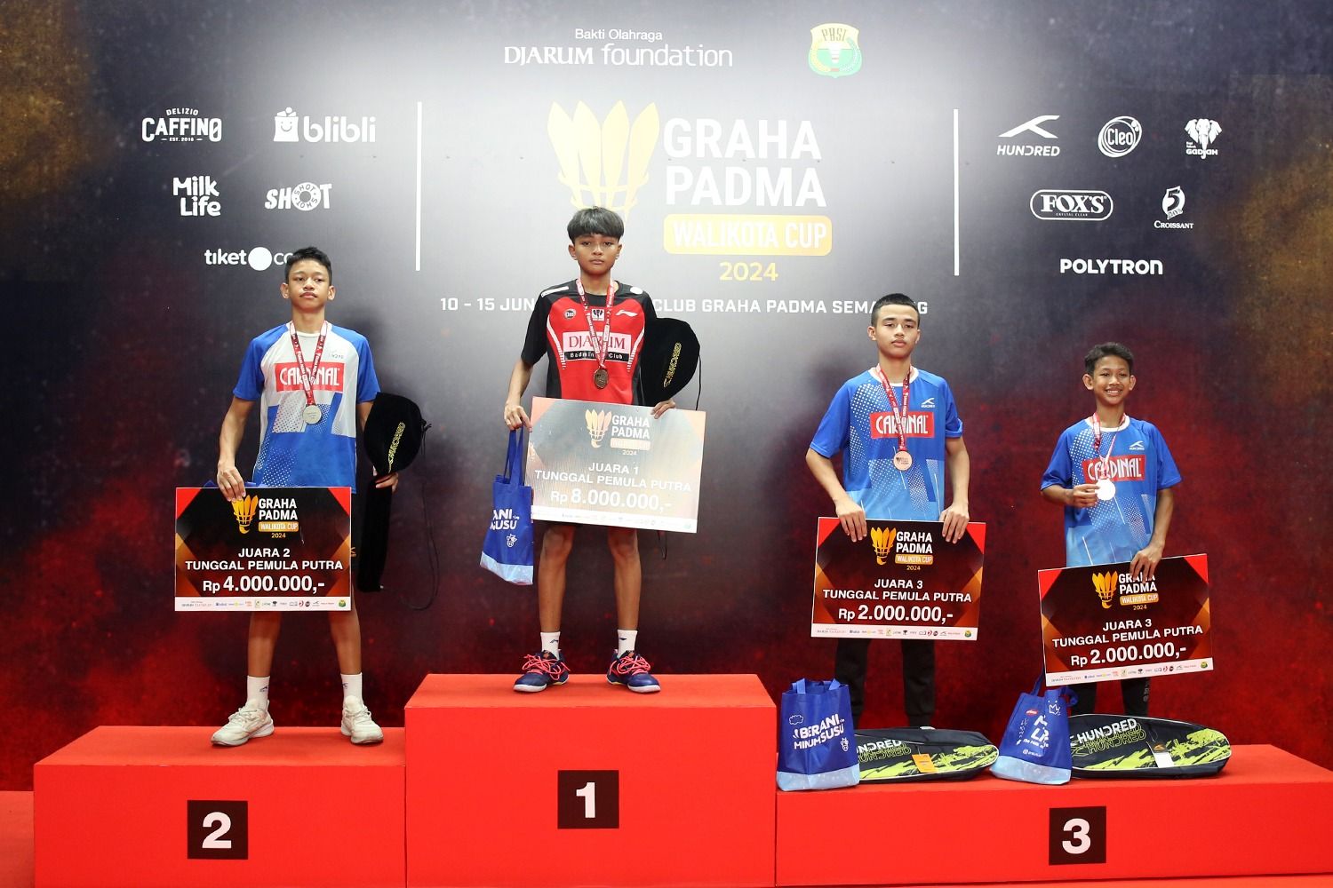 Pemain asal PB Djarum Farel Fadhilah Ukasyah raih juara Tunggal Pemula Putra.
