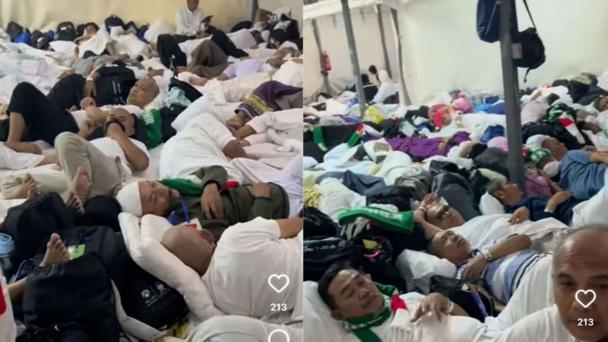 Viral kondisi jemaah haji asal Indonesia yang tidur berdesak-desakan saat di Mina, Arab Saudi.