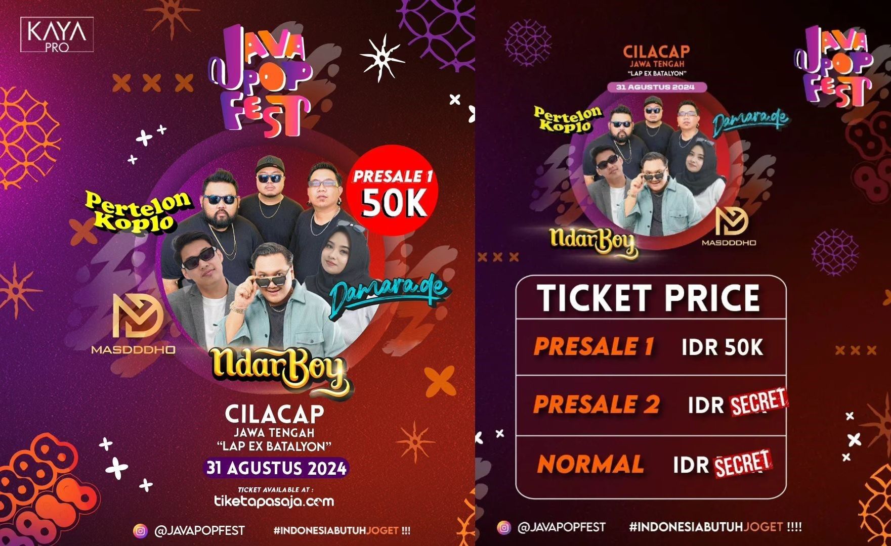 Tanggal dan harga tiket presale Java Pop Festival 2024 di Cilacap, Jawa Barat./ Instagram/ Java Pop Fest