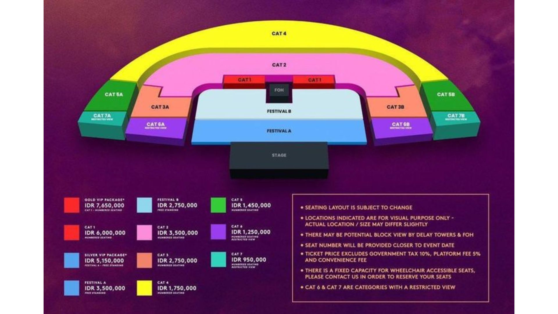 Denah venue konser Bruno Mars di Jakarta pada 13-14 September 2024