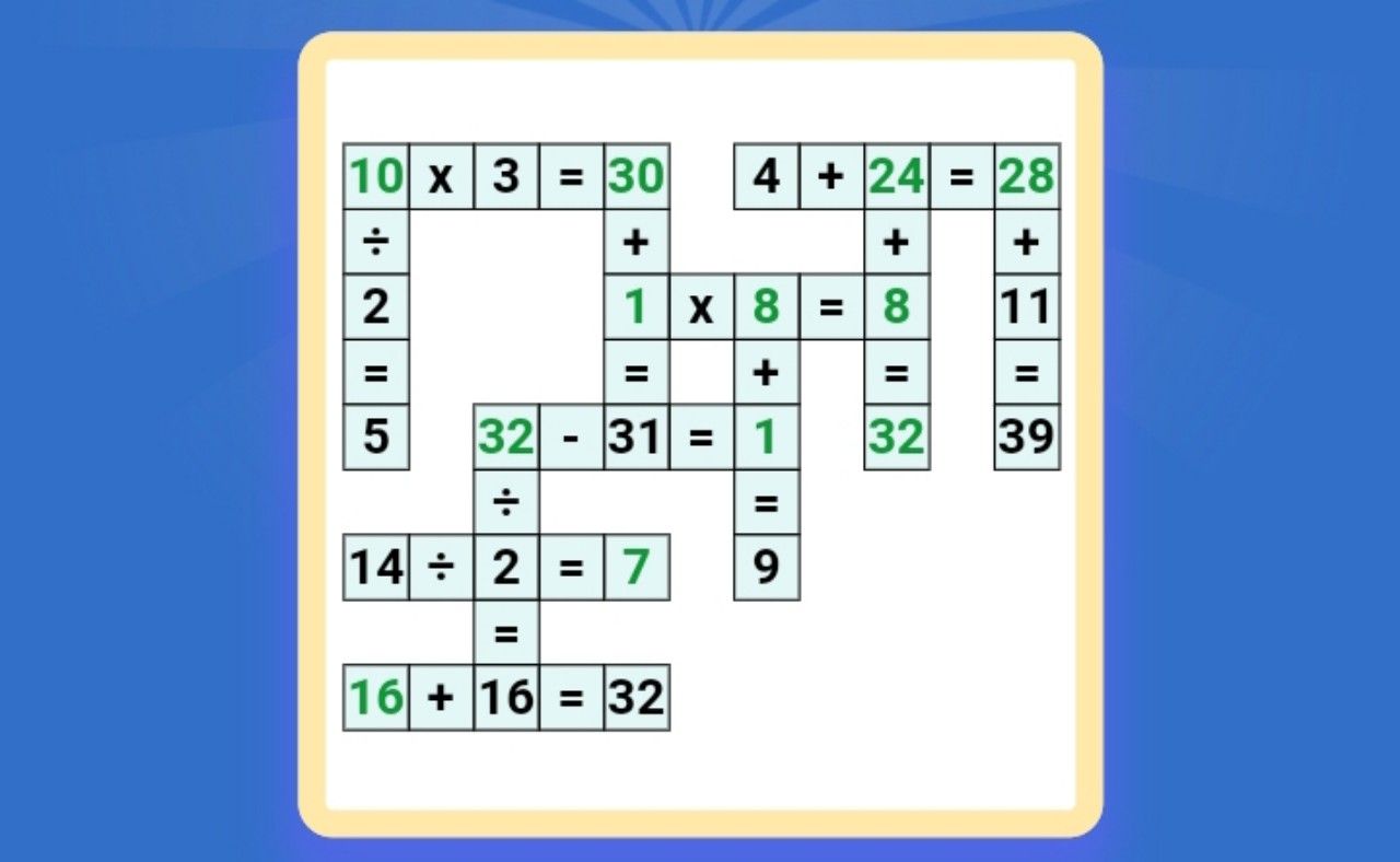 Bukan WOW, ini kunci jawaban tantangan harian tingkat mudah dari Cross Math Puzzle Game hari ini, Selasa 25 Juni 2024.