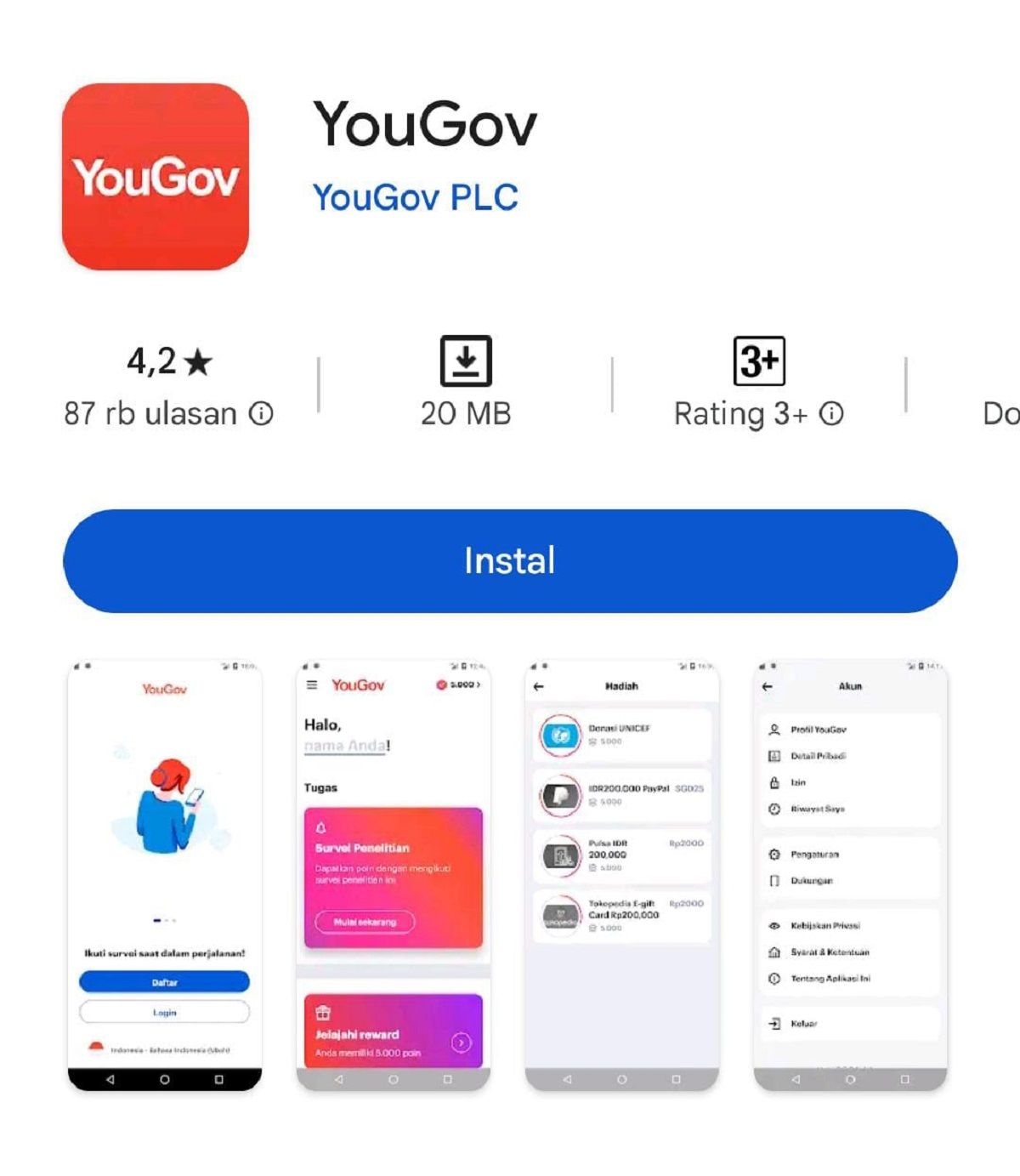 YouGov/ Google Play Store