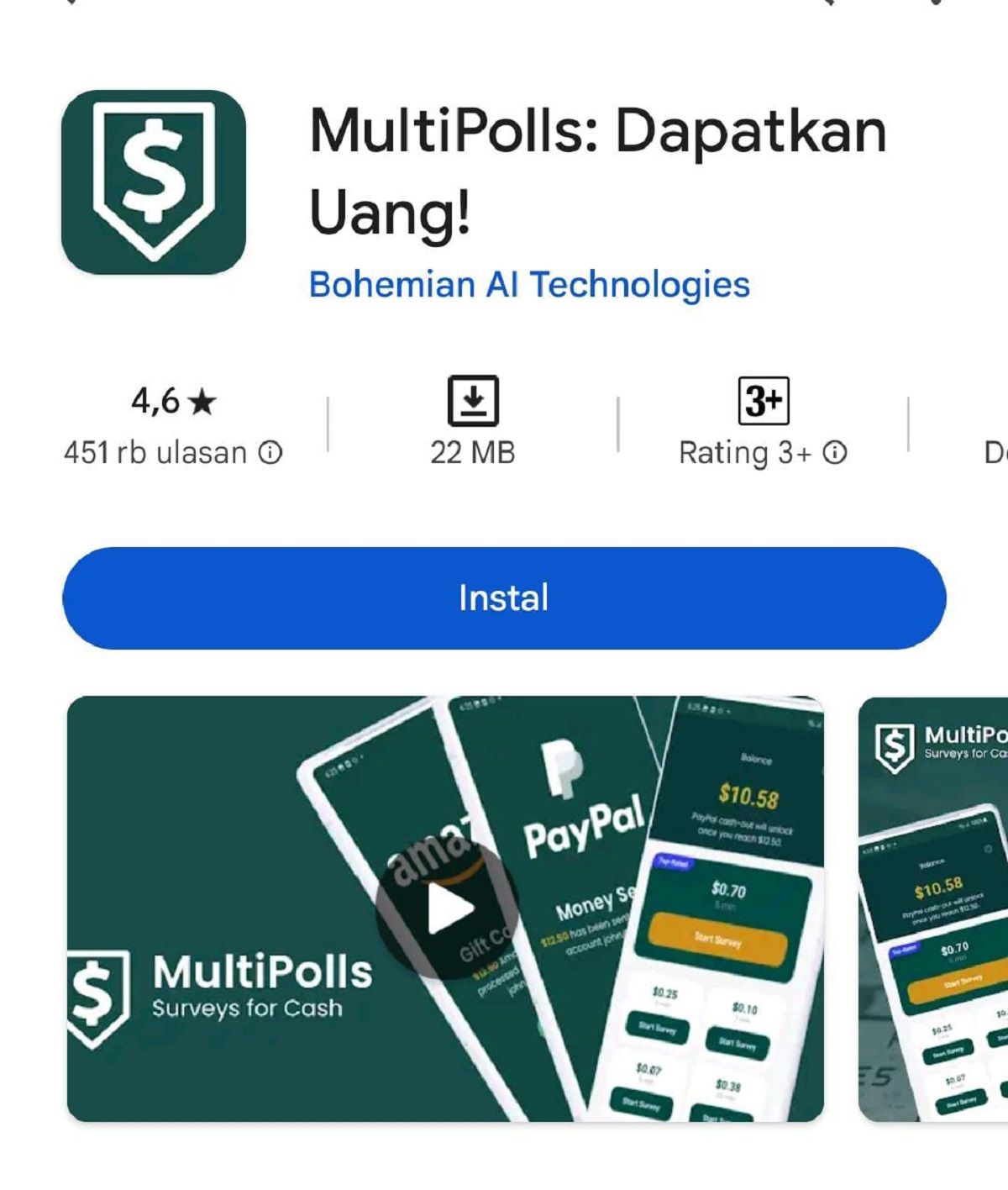 MultiPolls: Dapatkan Uang! / Google Play Store