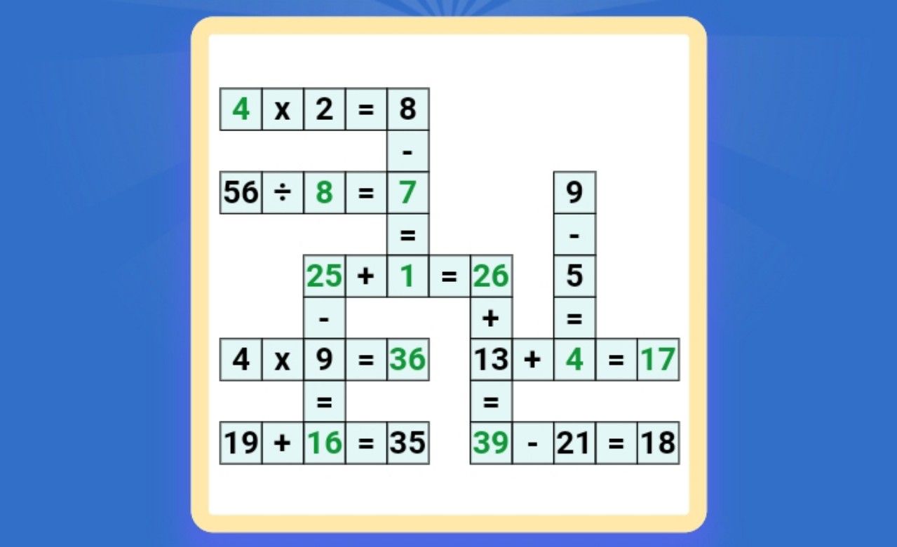 Bukan WOW, ini kunci jawaban tantangan harian tingkat sulit dari Cross Math Puzzle Game hari ini, Rabu 26 Juni 2024.