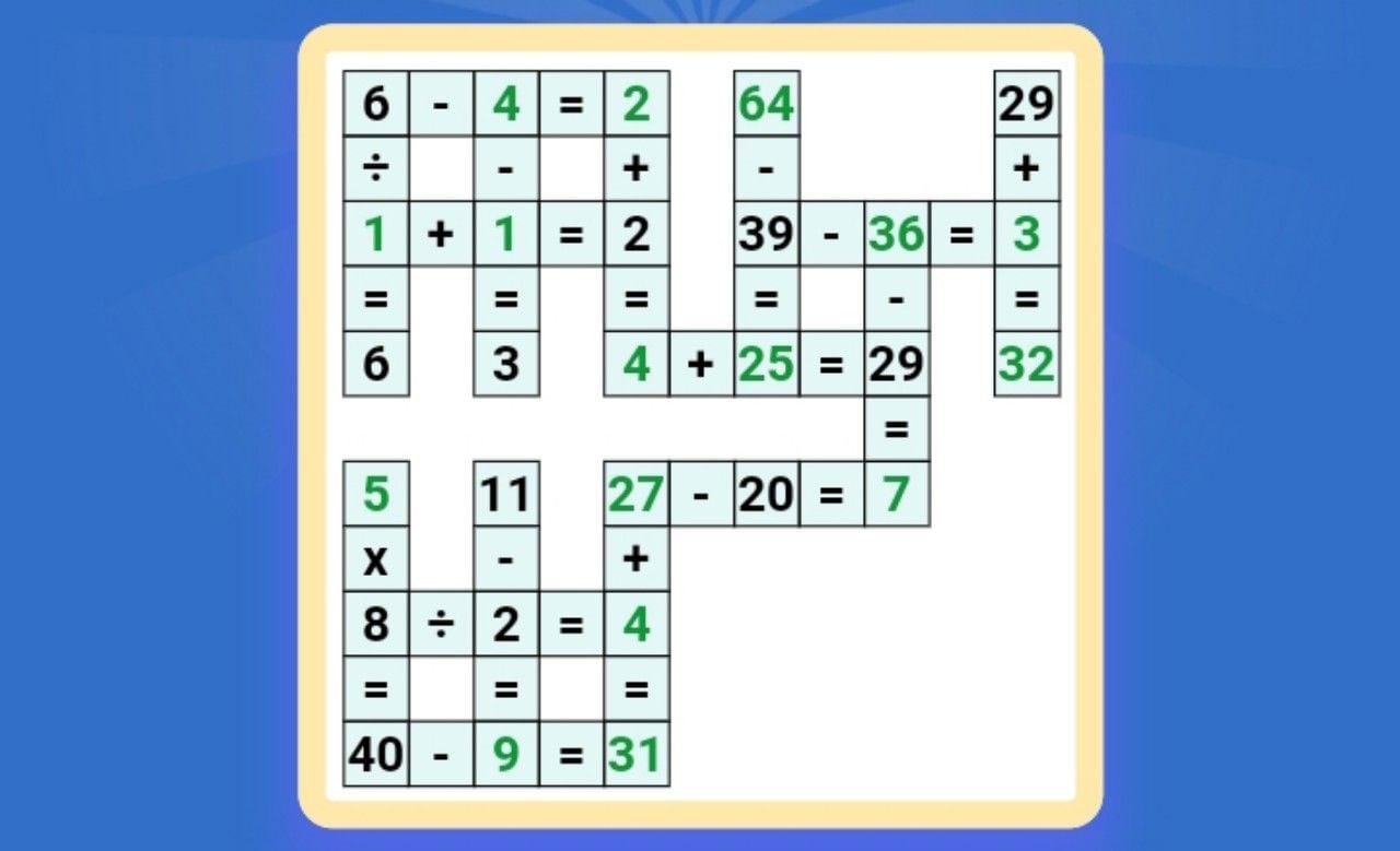 Bukan WOW, ini kunci jawaban tantangan harian tingkat mudah dari Cross Math Puzzle Game hari ini, Sabtu 29 Juni 2024.
