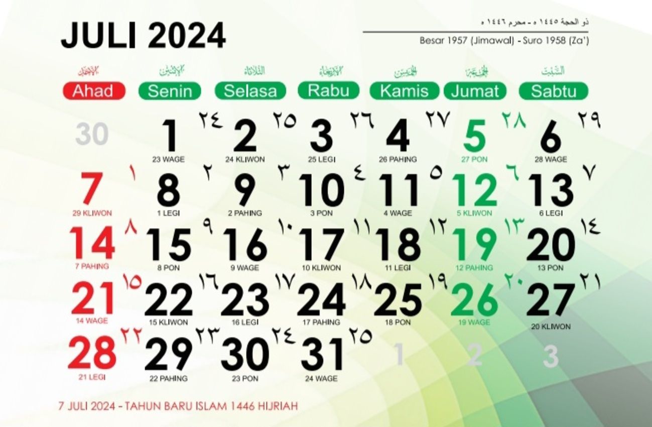 Daftar Tanggal Merah Bulan Juli 2024, Lengkap Libur Cuti Bersama Menurut SKB 3 Menteri