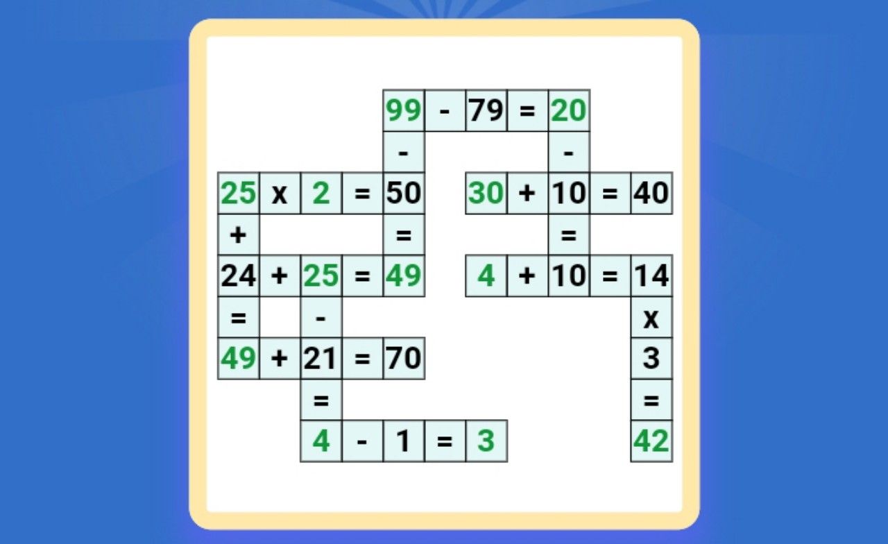Bukan WOW, ini kunci jawaban tantangan harian tingkat mudah dari Cross Math Puzzle Game hari ini, Senin 1 Juli 2024.