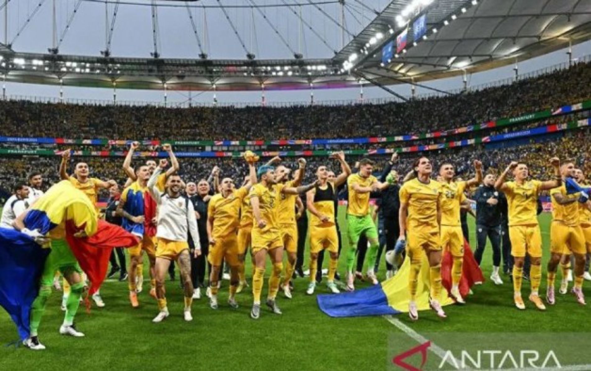 Timnas Rumania yang lolos ke Babak 15 Besar setelah memuncaki klasemen Grup E di Euro 2024.
