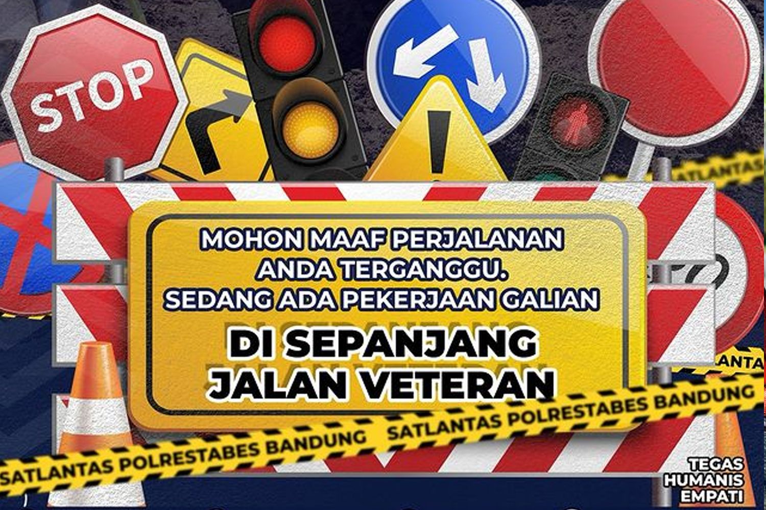 Pekerjaan galian di Jalan Veteran-Jalan Pertigaan Sunda Kota Bandung