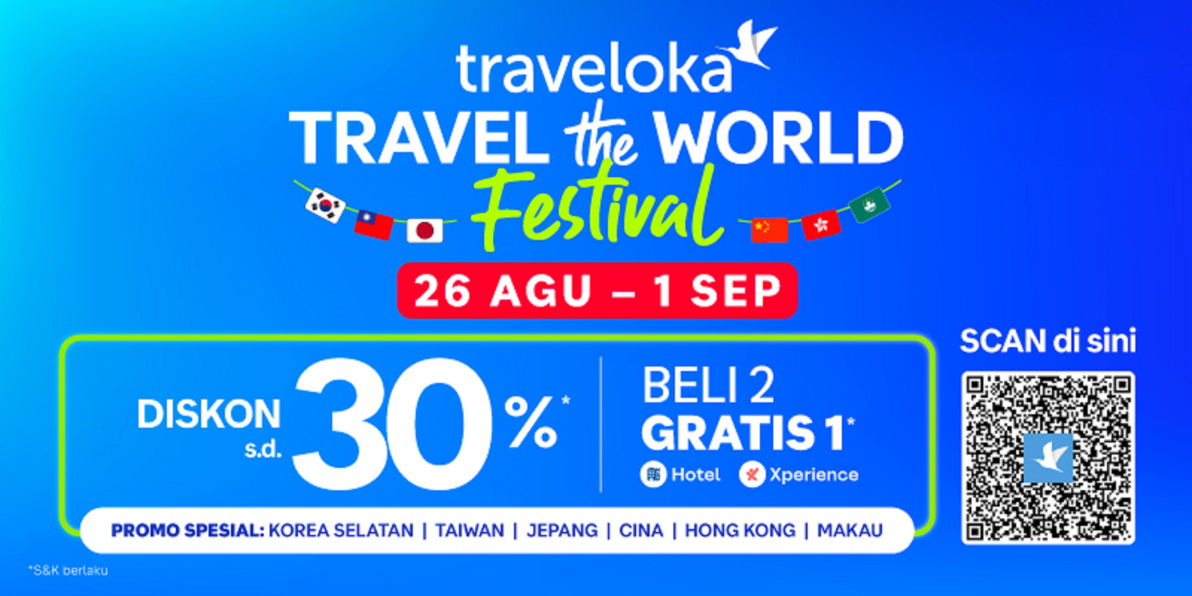 Traveloka Travel the World Festival 2024 pada 26 Agustus sampai 1 September 2024.