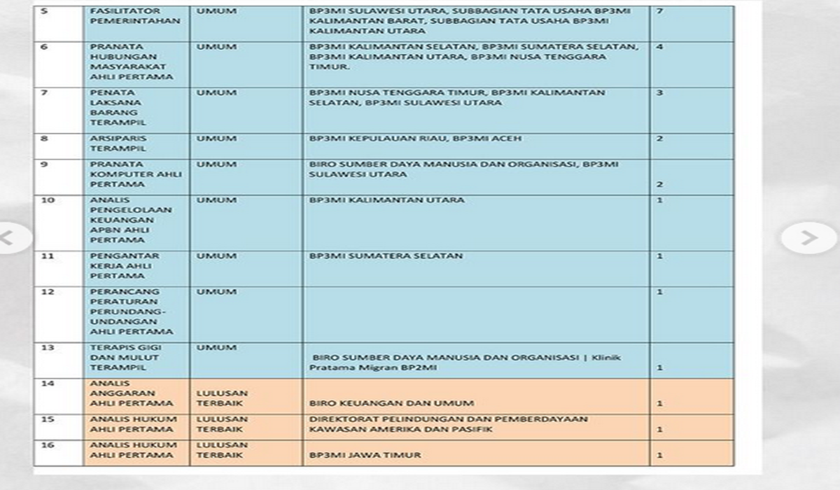 INFORMASI FORMASI CPNS 2024 BP3MI Masih Sepi Pelamar Cek Daftar Formasi