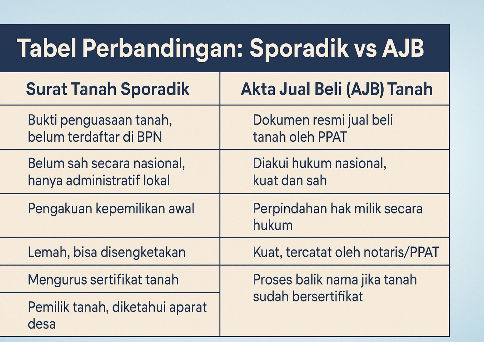 Ilustrasi perbandingan sporadik dan AJB