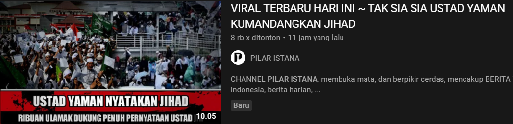Thumbnail unggahan video klaim hoax/youtube/Pilar Istana