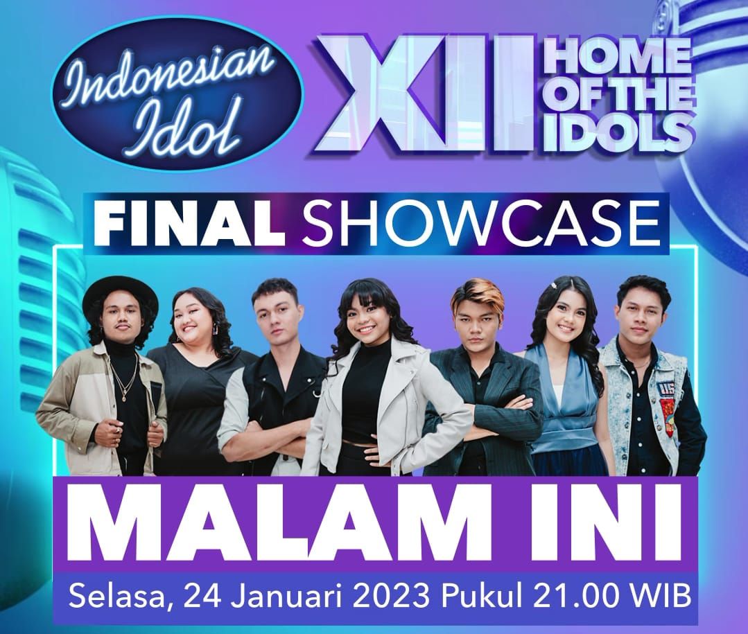 link streaming Indonesian Idol 2023 season 12 hari ini 24 Januari 2023 final showcase tayang jam berapa, cek jadwal TV RCTI, daftar peserta.