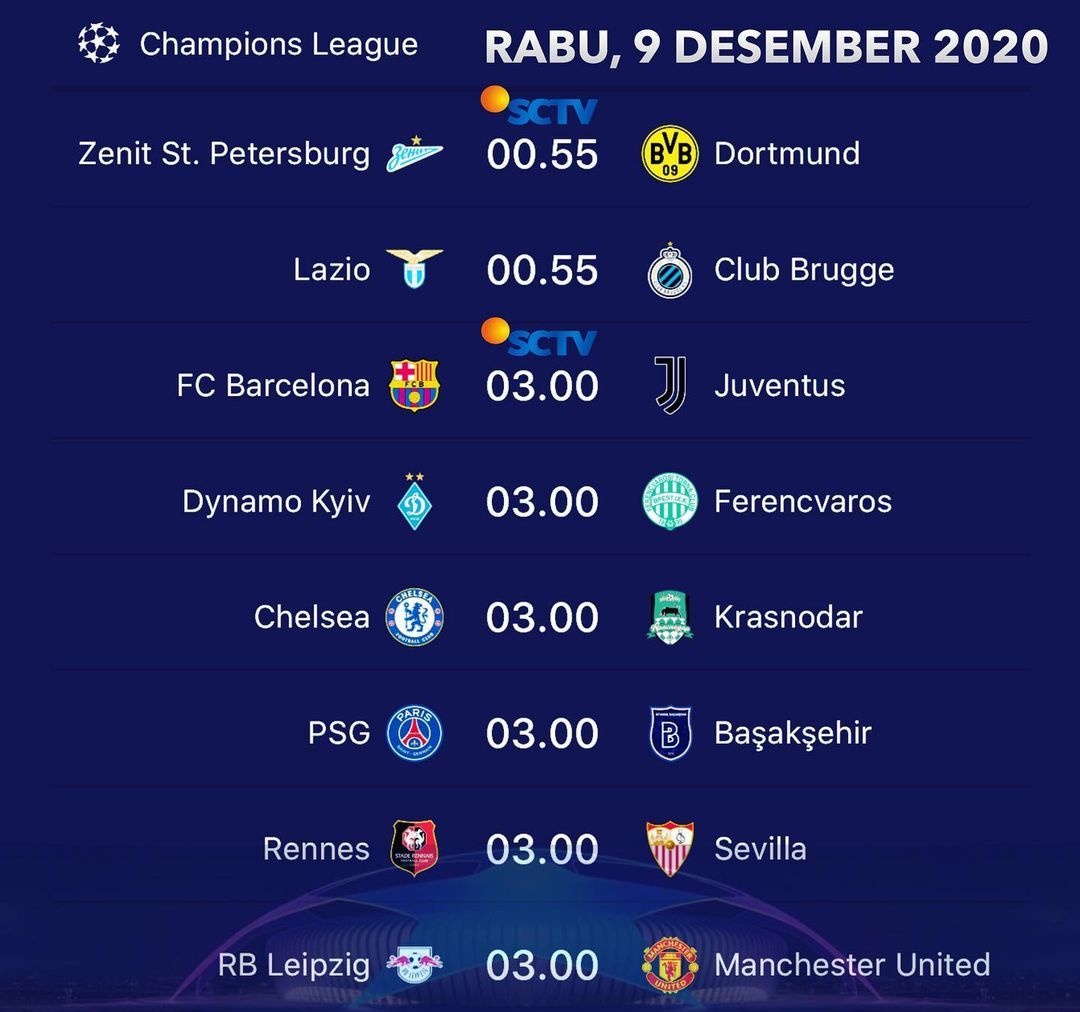 Jadwal Liga Champions Nanti Malam Di SCTV: Ada Barcelona dan Borussia  Dortmud - Utara Times