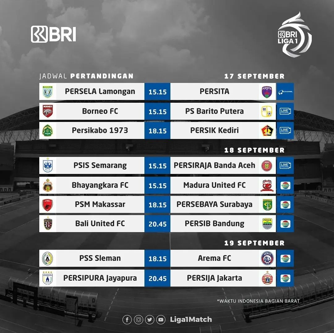 Simak! Jadwal Pertandingan BRI Liga 1 Besok 19 September 2021, Persija