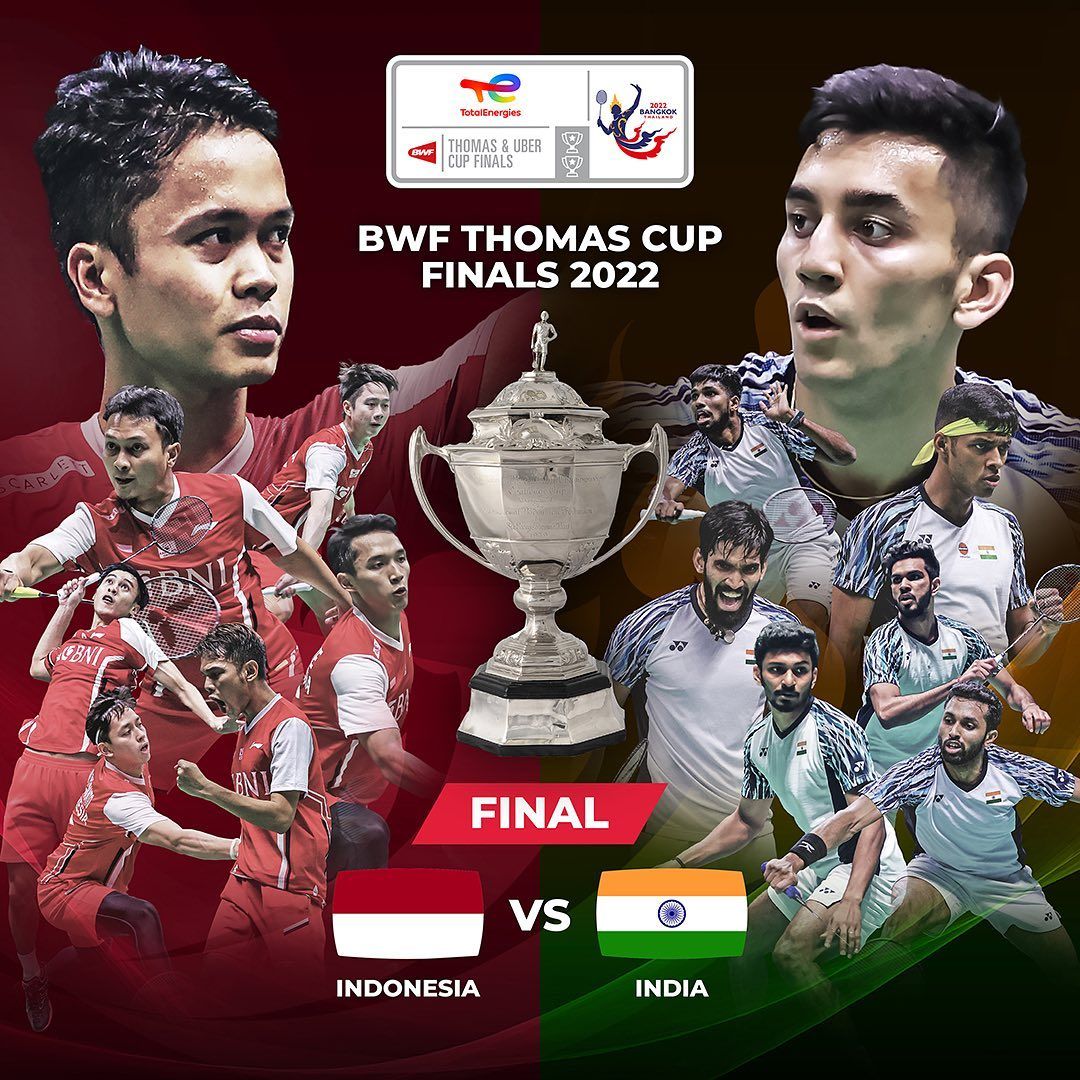 LINK NONTON LIVE STREAMING Final Thomas Cup 2022 Indonesia vs India Hari Ini Pukul 13.00 WIB