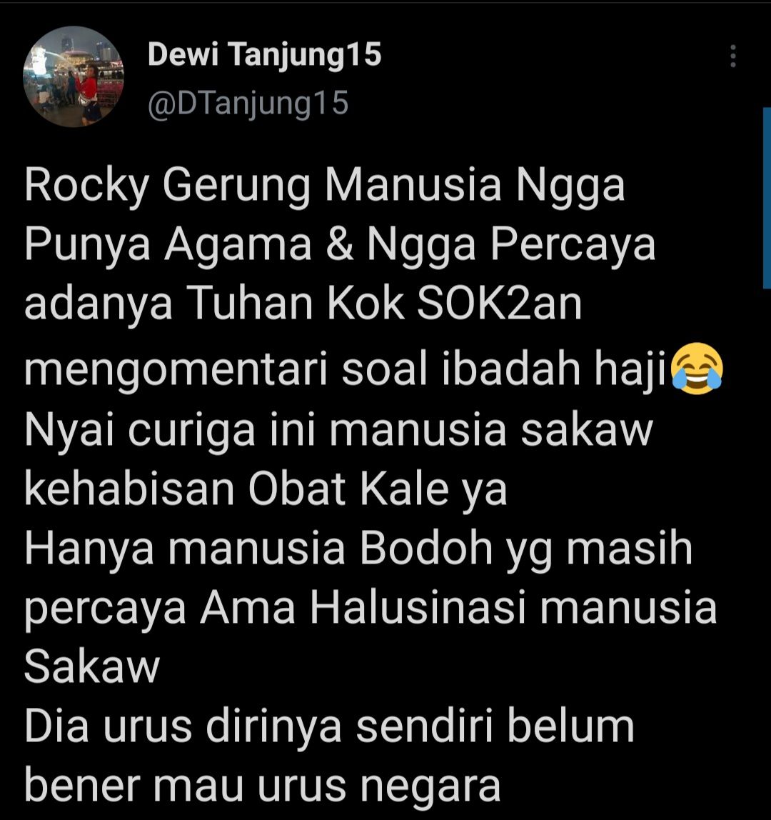 Cuitan Dewi Tanjung merespons Rocky Gerung saat jadi narasumber soal dana haji.