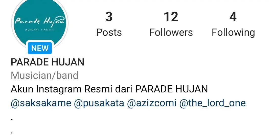 Tangkapan layar akun Instagram baru Parade Hujan