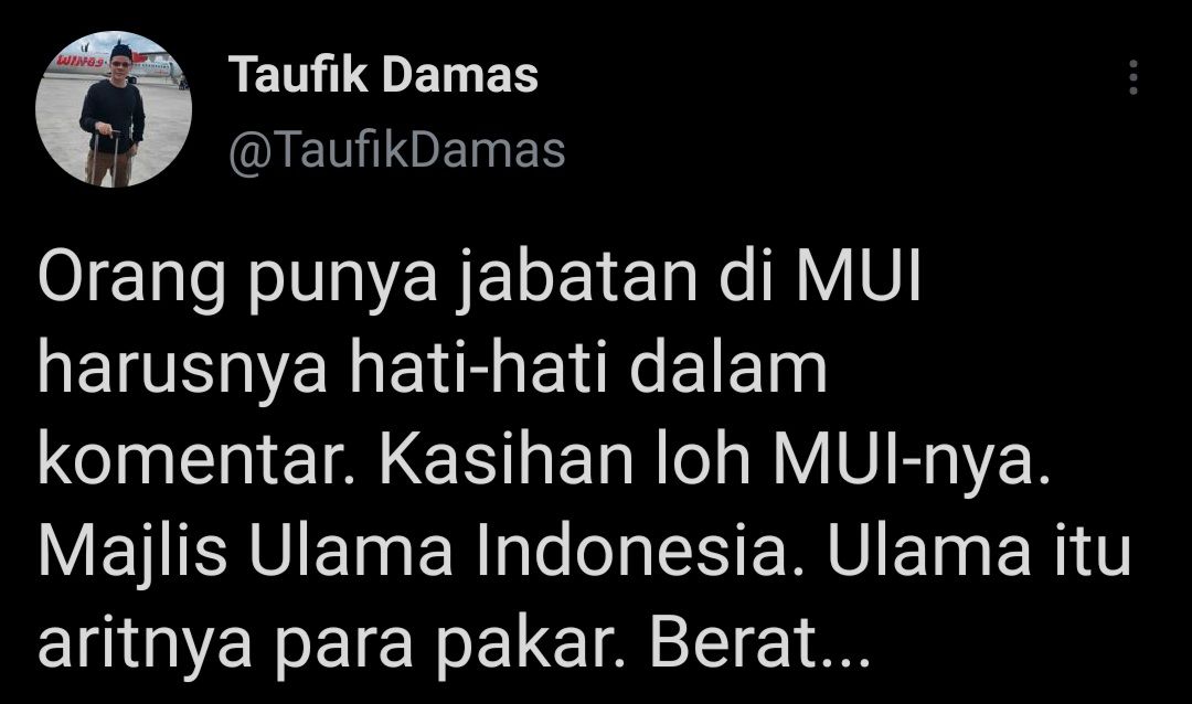 Taufik Damas ingatkan Anwar Abbas untuk hati-hati berkomentar usai mengkritik masjid ditutup sementara selama PPKM Darurat di Jawa-Bali.