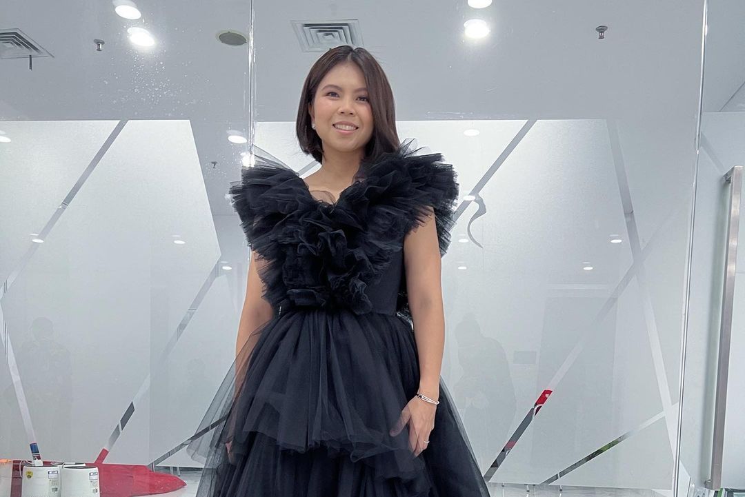 Greysia Polii saat mengenakan gaun hitam di acara TikTok Awards 2021