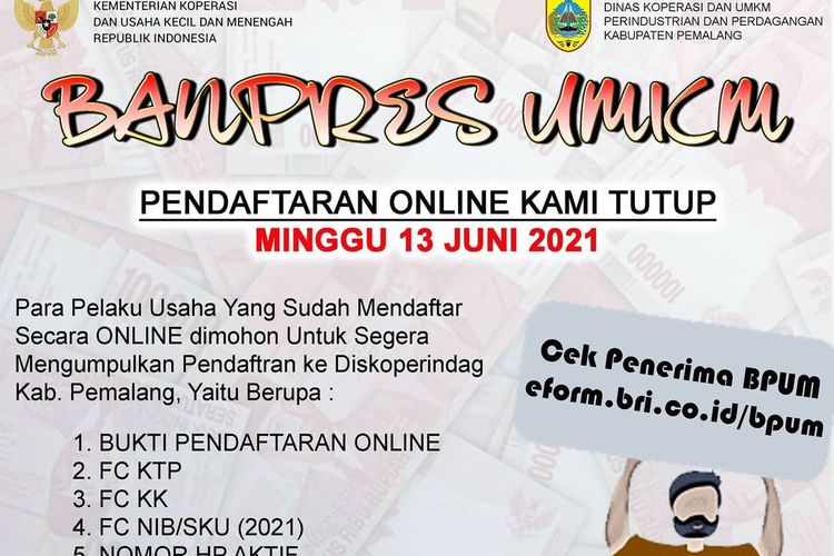 Link Formulir BPUM 2021 Tahap 2 Kabupaten Pemalang, Ini Syarat Dan Cara ...