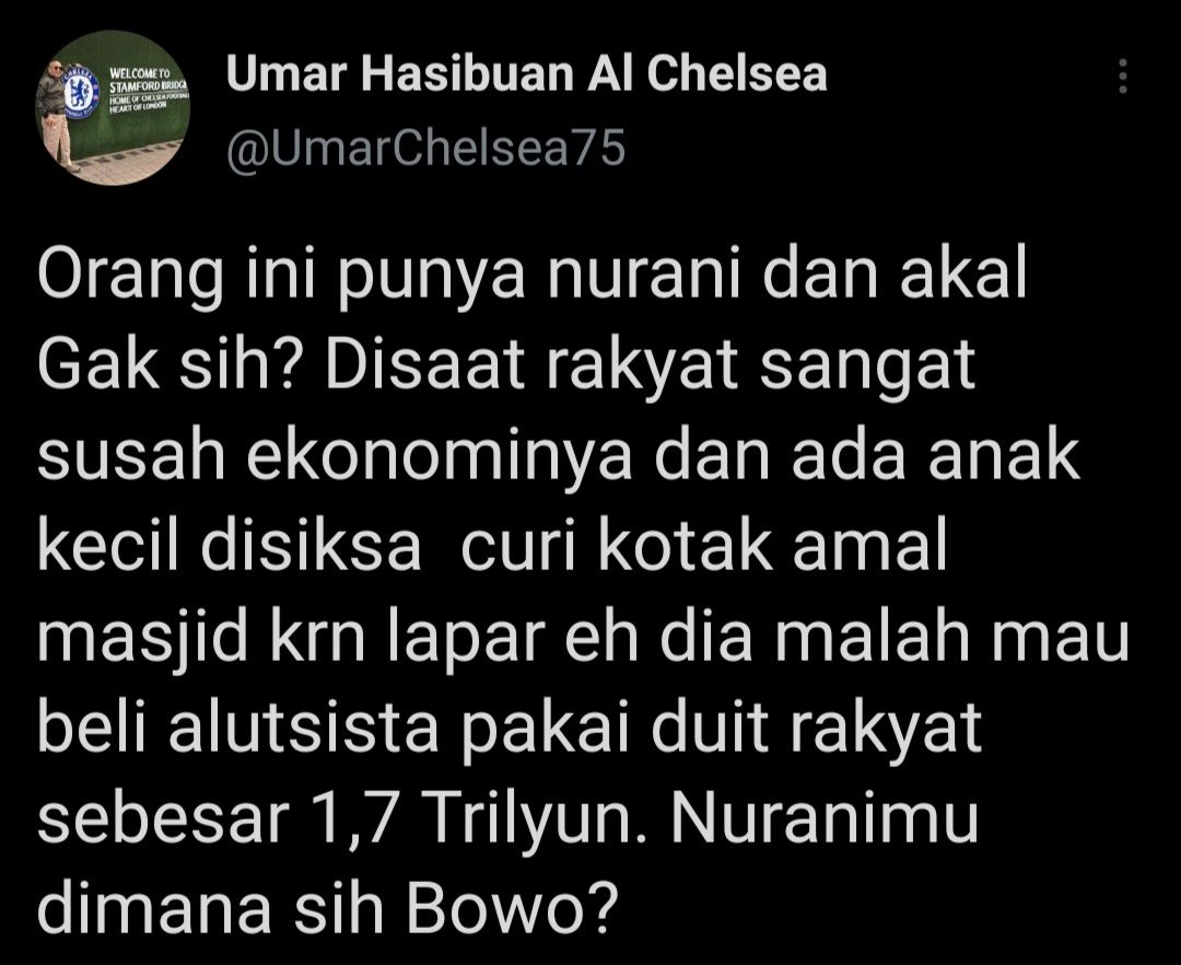 Cuitan Gus Umar yang mempertanyakan nurani Menhan Prabowo soal rencana pembelian alusista.
