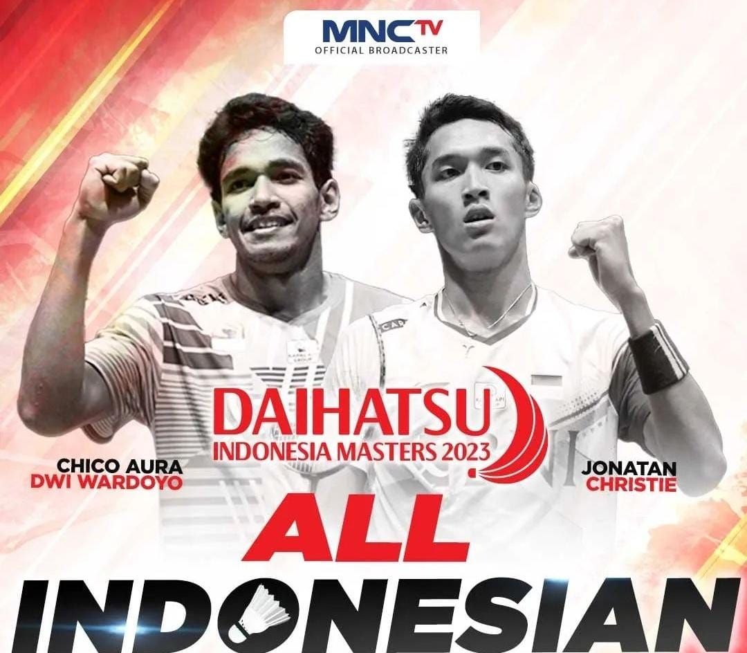 Link live streaming MNCTV final badminton Masters 2023 hari ini, Minggu, 29 Januari 2023, nonton Jonatan vs Chico di RCTI Plus gratis.
