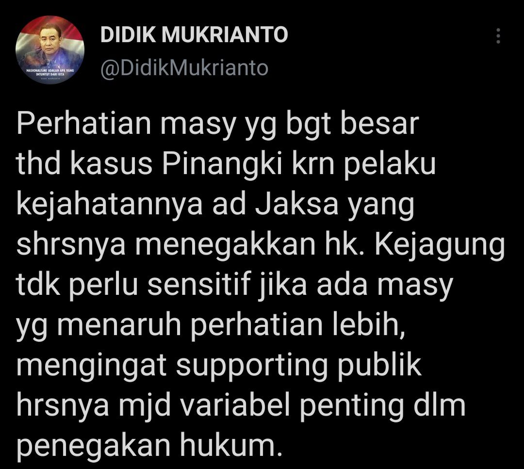 Didik Mukrianto mengatakan publik yang soroti korting hukuman Pinangki lantaran pelaku kejahatan merupakan seorang jaksa yang seharusnya menegakkan hukum.