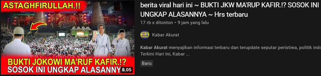 Thumbnail unggahan klaim hoax/youtube/Kabar Akurat