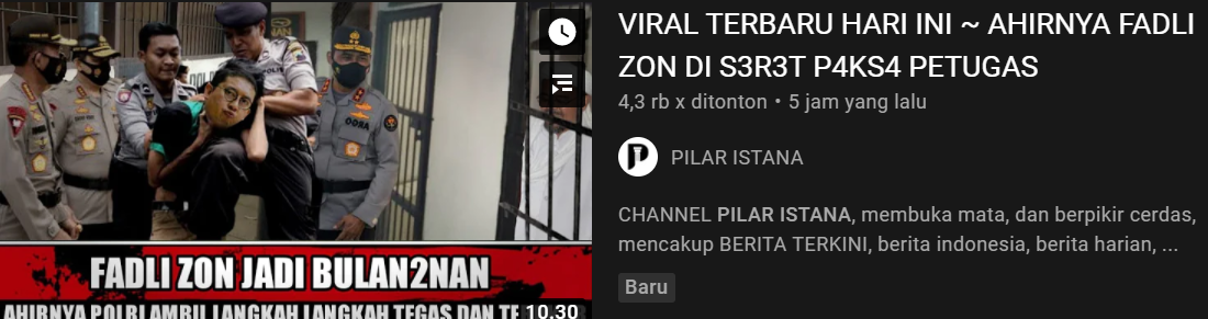 Thumbnail gambar Fadli Zon diseret petugas kepolisian klaim hoax/Youtube /Pilar Istana
