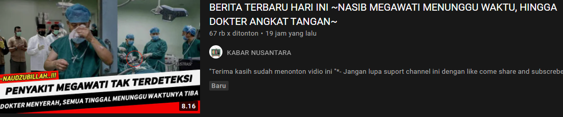 Thumbnail unggahan klaim hoax/youtube/Kabar Nusantara