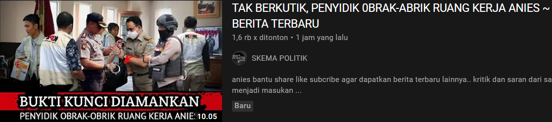 Thumbnail unggahan klaim hoax/youtube/Skema Politik