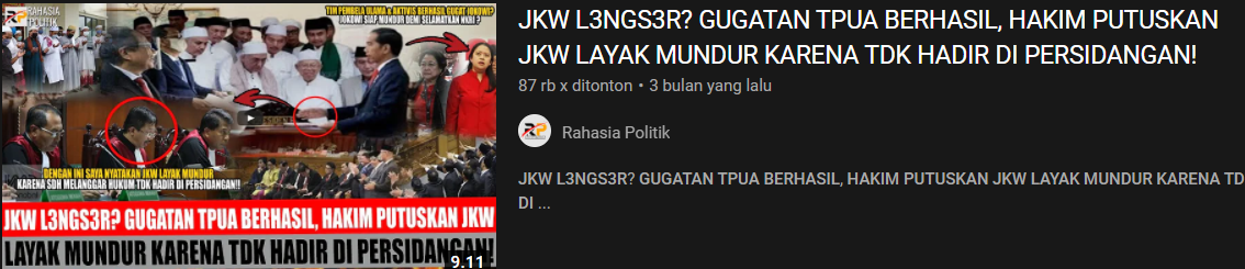 Cek Fakta: Jokowi Disebut Pantas Mundur /Youtube Rahasia Politik