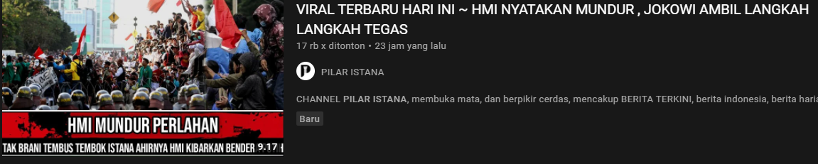 Thumbnail video klaim hoax/youtube/Pilar Istana