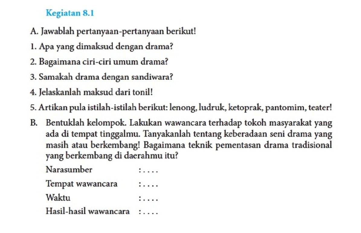 Soal Bahasa Indonesia kelas 8 halaman 204