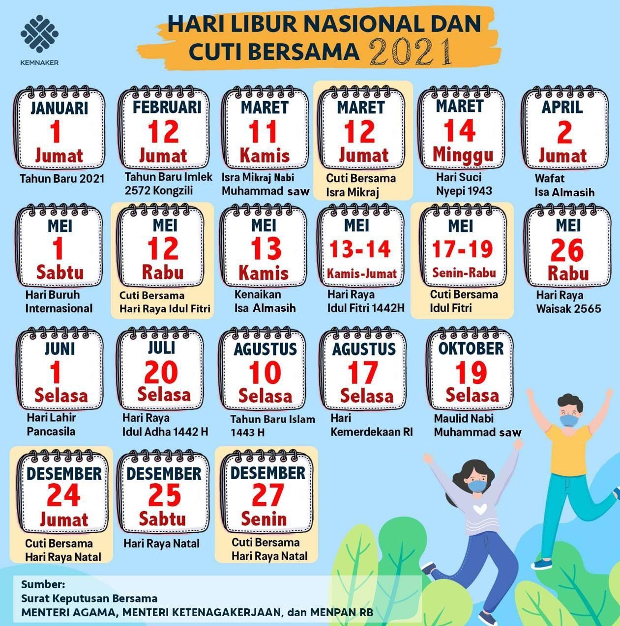 Jadwal Cuti Bersama Dan Libur Nasional 2021 Setelah Dipangkas Lamongan Today