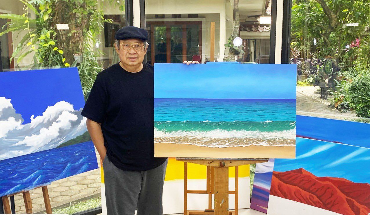 Terinspirasi Kota Kelahiran, SBY Hasilkan Lukisan ‘Debur Ombak Di Pantai Pacitan’ di Masa Pandemi