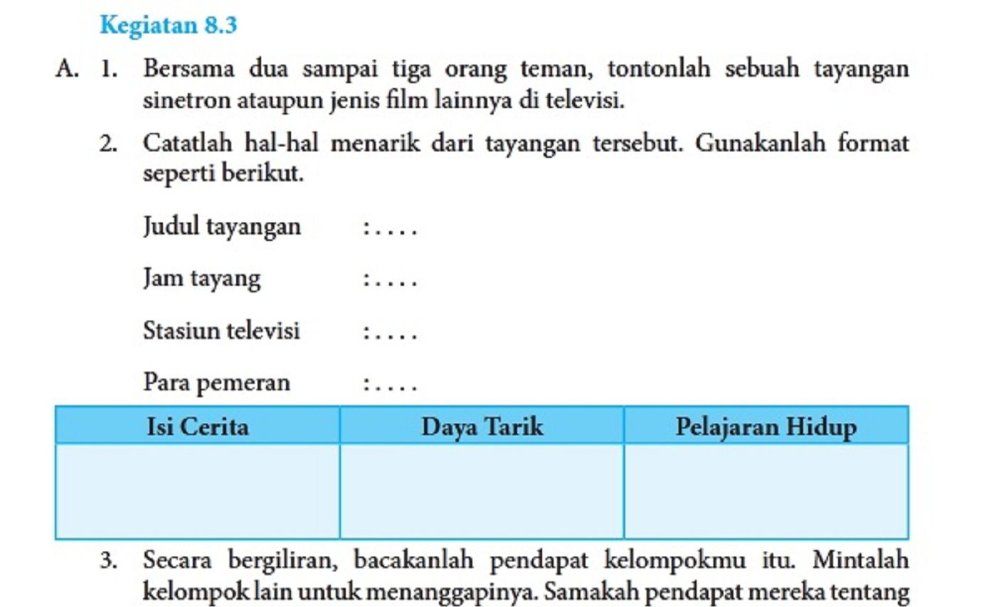 Soal Bahasa Indonesia kelas 8 halaman 208 209