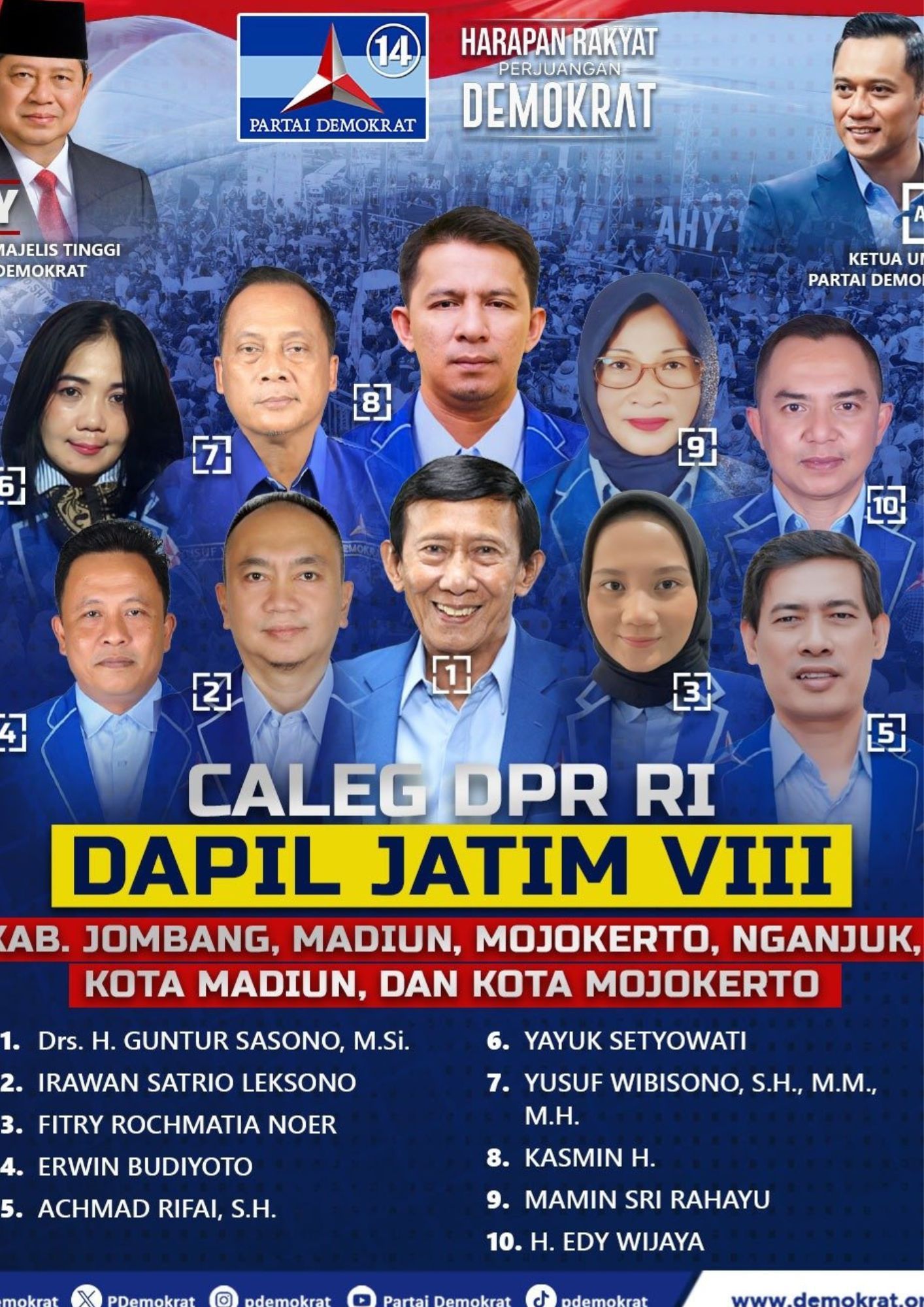Daftar Caleg DPR RI Dapil Jawa Timur VIII Partai Demokrat