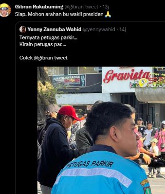 Gibran dan Yenny Wahid saling balas di Twitter.