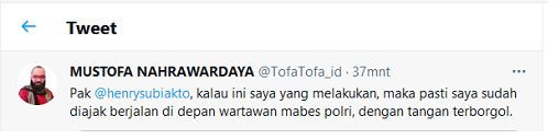 Hasil tangkap layar akun Twitter @TofaTofa_id