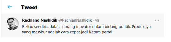 Hasil tangkap layar akun Twitter @RachlanNashidik