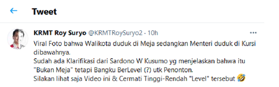 Hasil tangkap layar akun Twittter @Roysuryo