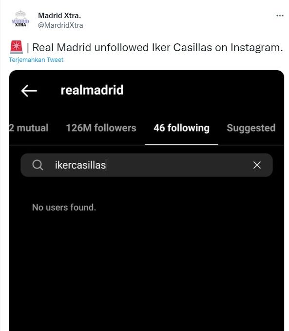 Real Madrid unfollow Casillas.